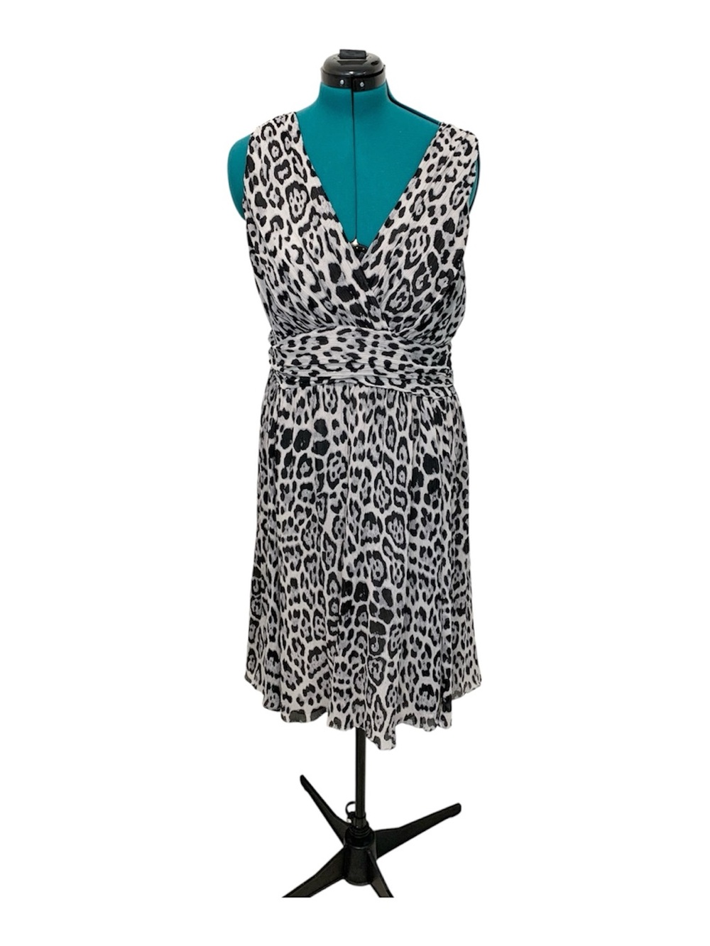 Speigel Vintage Silk Dress Black and White Leopard Print 18